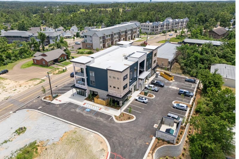 Aerial view of The Breakaway and the surrounding Oxford neighborhood