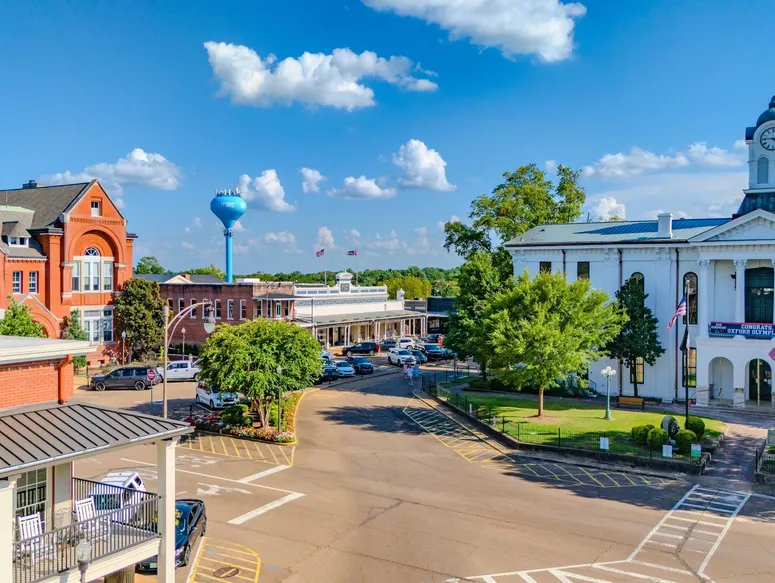 Aerial view of the historic Oxford Square